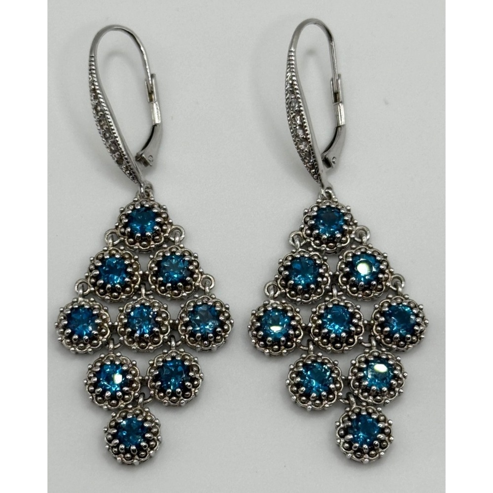 Rarities Carol Brodie Sterling Silver London Blue Topaz White Zircon Earrings
